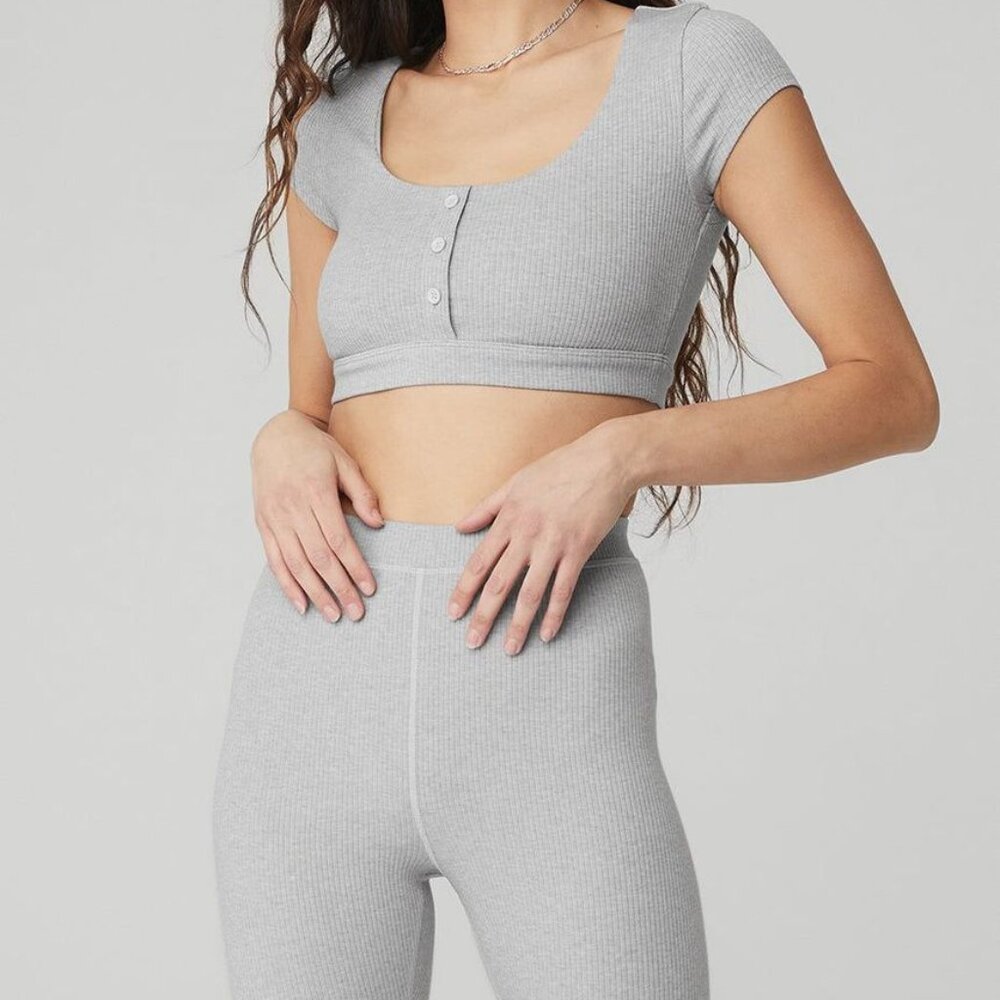 ALO Yoga ribbed grey set